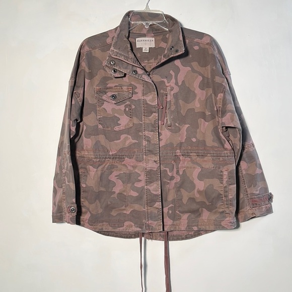 ANTHROPOLOGIE MARRAKESH Boho Blush Camo Cotton Anorak Urban-Chic Jacket SZ M - Picture 2 of 16